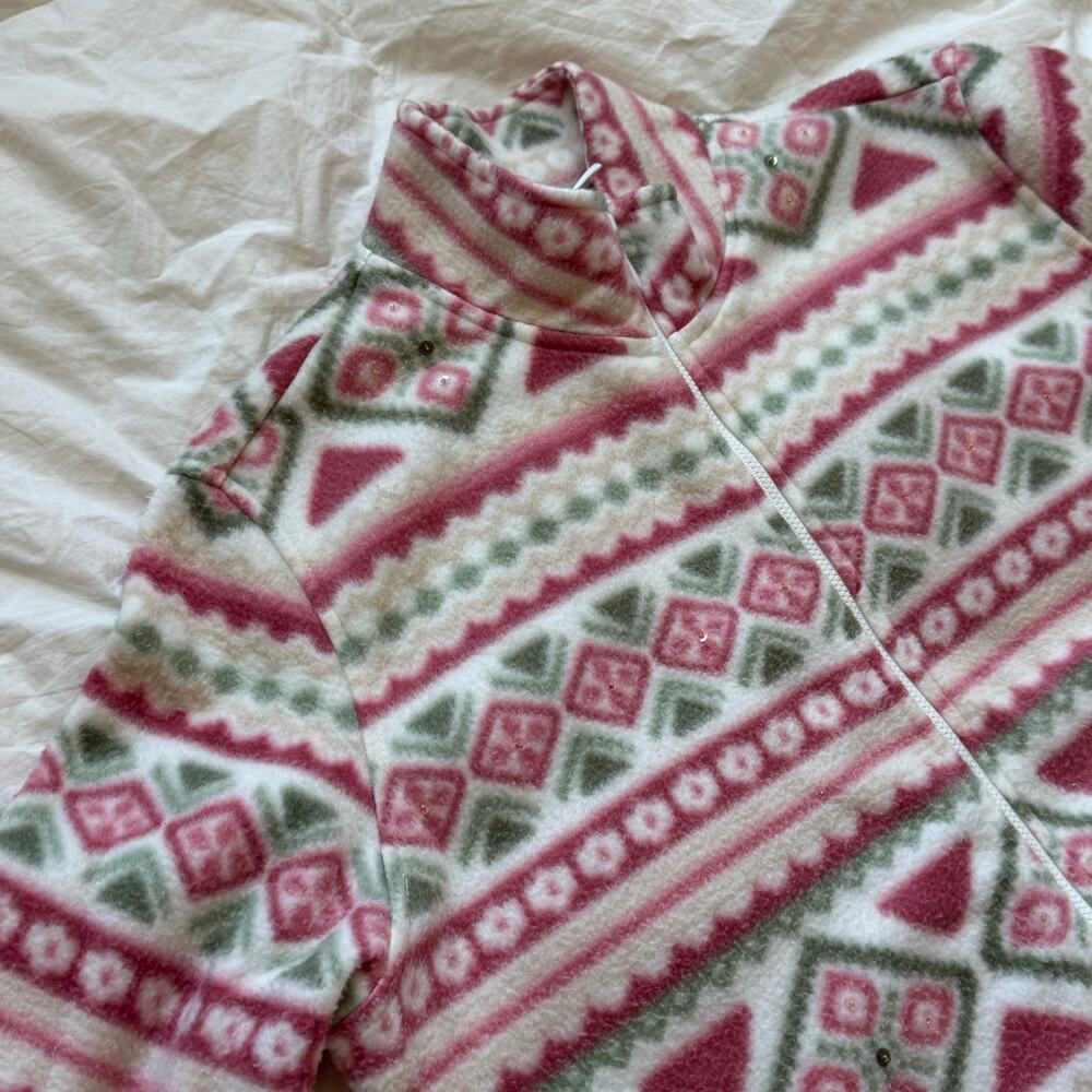 Alfred Dunner full zip fleece jacket womens M‎ geometric multicolor pastel soft - Picture 5 of 15